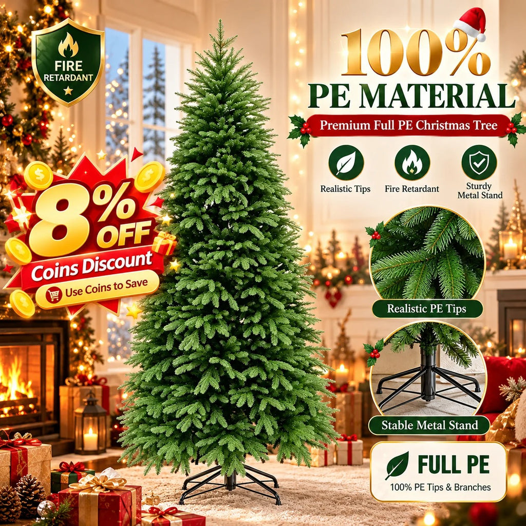 Artificial Christmas Tree – Full Green PE Pine Tree for Indoor Holiday and New Year Decorations