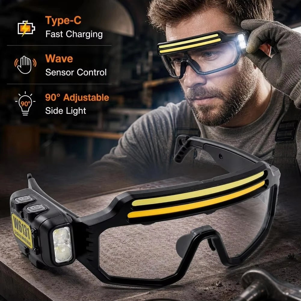 Rechargeable LED Sensor Glasses Headlamp