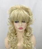 Light Gold Blonde Curly Wig for Women – Medium-Length Vintage Style Costume Wig