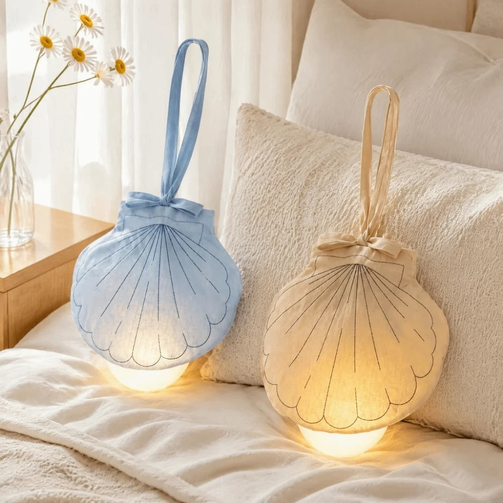 Shell-Shaped USB Rechargeable LED Night Light – Minimalist Hanging Bedside Lamp for Home Decor