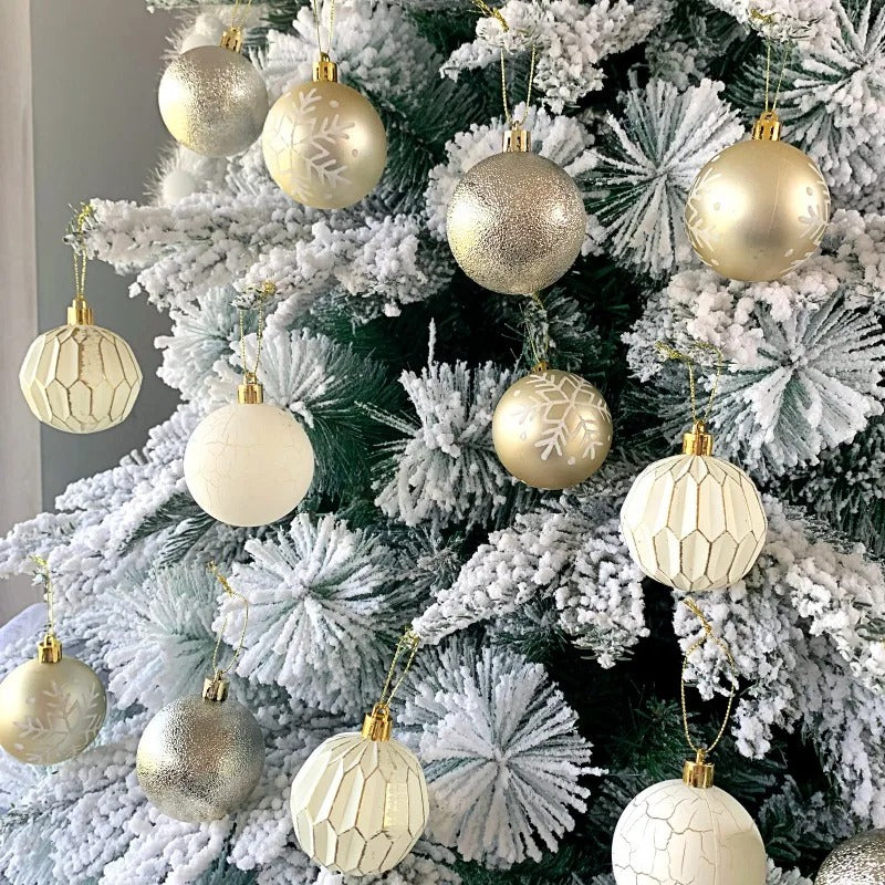 16-Piece Plastic Christmas Ball Ornaments Set – Assorted Textures for Holiday Tree Decorations