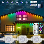 Smart WiFi RGBIC Permanent Outdoor LED Eaves Lights – App, Remote and Voice Control, Music Sync, Timer and Waterproof Design