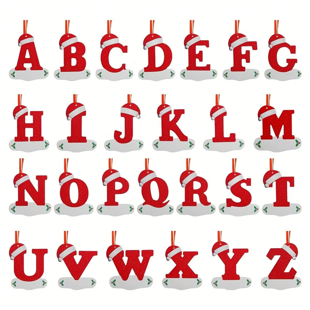 26-Letter Alphabet Christmas Ornaments – Hanging Tree Decorations for Holiday and New Year Celebrations