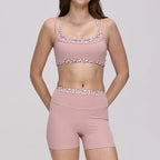 Hearuisavy Women's 2-Piece Polka Dot Activewear Set – Cross-Back Top and High-Waisted Shorts