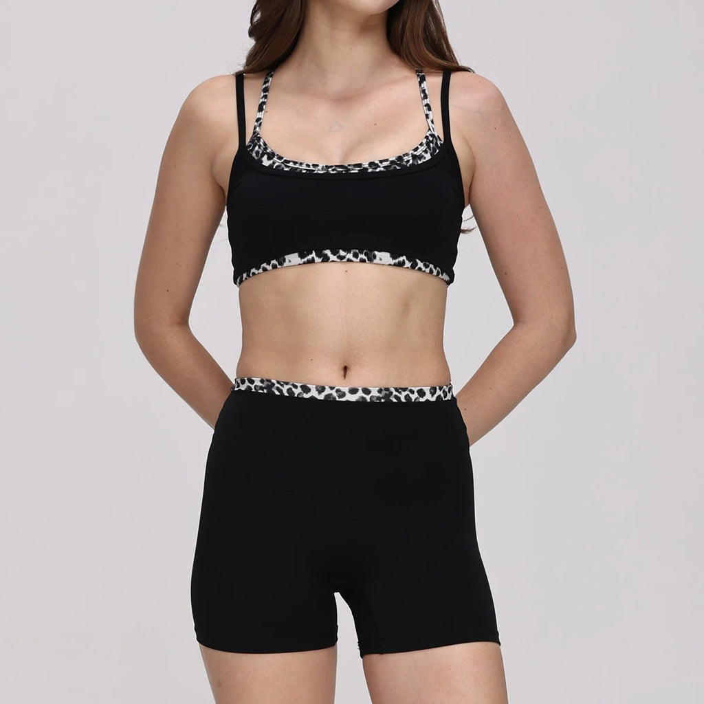 Hearuisavy Women's 2-Piece Polka Dot Activewear Set – Cross-Back Top and High-Waisted Shorts