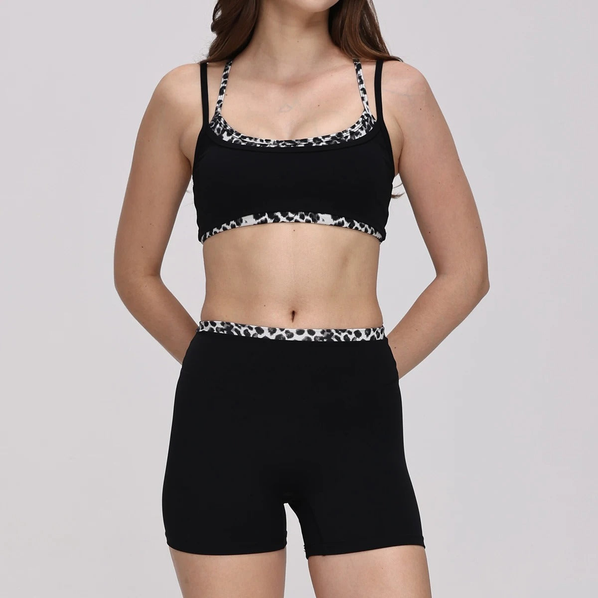 Hearuisavy Women's 2-Piece Polka Dot Activewear Set – Cross-Back Top and High-Waisted Shorts