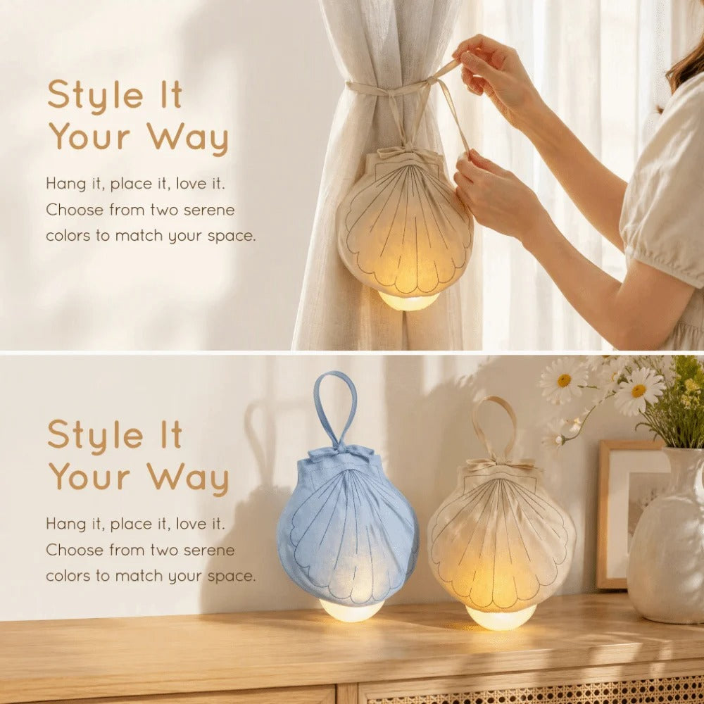 Shell-Shaped USB Rechargeable LED Night Light – Minimalist Hanging Bedside Lamp for Home Decor