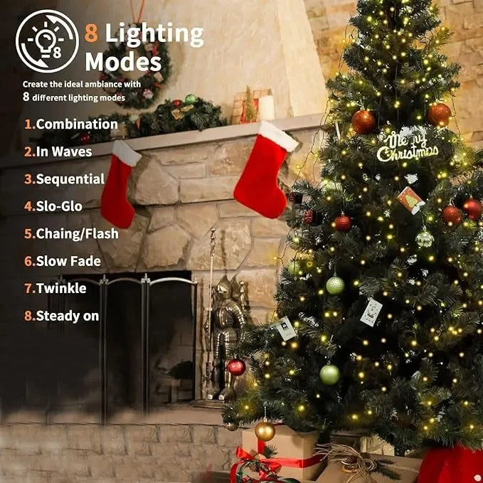 LED Christmas Tree Topper Lights – 1.5M, 2M, or 3M Decorative String Lights for Indoor and Outdoor Use