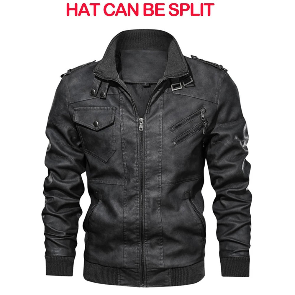 Men's PU Leather Jacket – Vintage Casual Biker Style Outerwear for Autumn and Winter