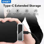 EAGET I30 USB-C Flash Drive, 64GB/128GB/256GB/512GB, LCD Display, 20W PD Fast Charging for Compatible Phones and Tablets