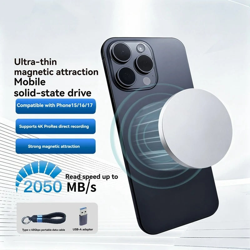 1TB Portable External SSD, Up to 2000MB/s, for iPhone 15 Pro, 16 Pro and 17 Pro, 4K ProRes HDR Recording