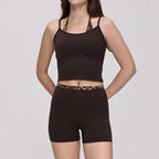 Hearuisavy Women's 2-Piece Polka Dot Activewear Set – Cross-Back Top and High-Waisted Shorts