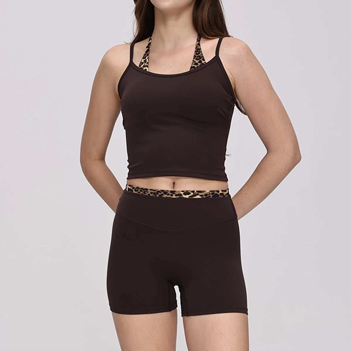 Hearuisavy Women's 2-Piece Polka Dot Activewear Set – Cross-Back Top and High-Waisted Shorts