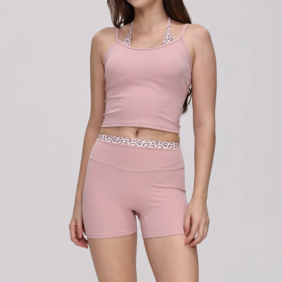 Hearuisavy Women's 2-Piece Polka Dot Activewear Set – Cross-Back Top and High-Waisted Shorts