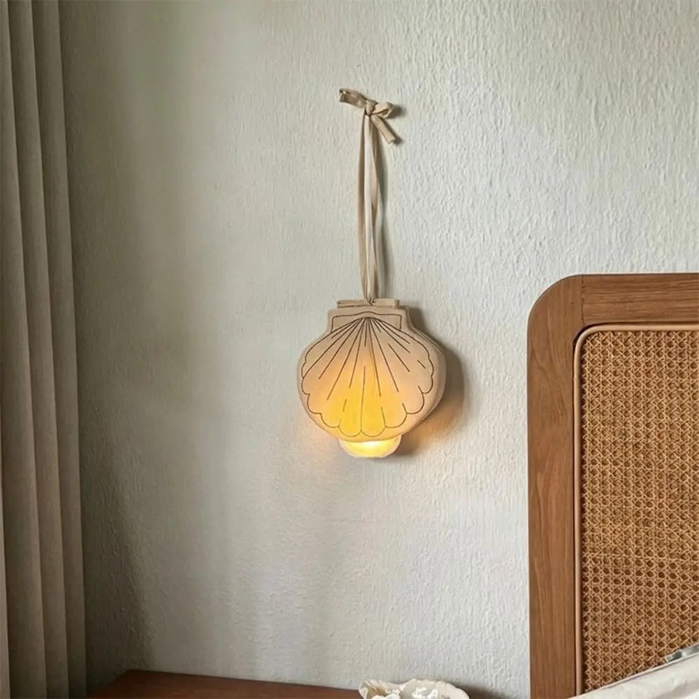 Shell-Shaped USB Rechargeable LED Night Light – Minimalist Hanging Bedside Lamp for Home Decor