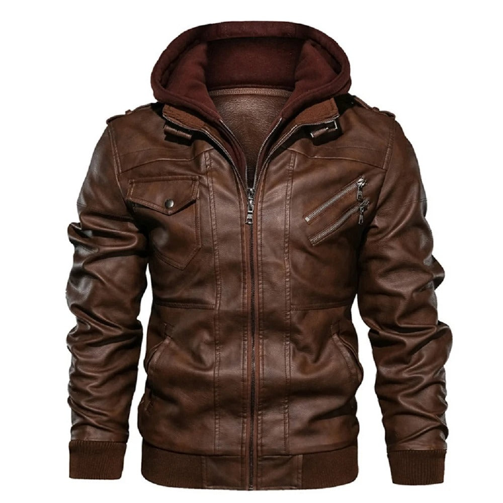 Men's PU Leather Jacket – Vintage Casual Biker Style Outerwear for Autumn and Winter