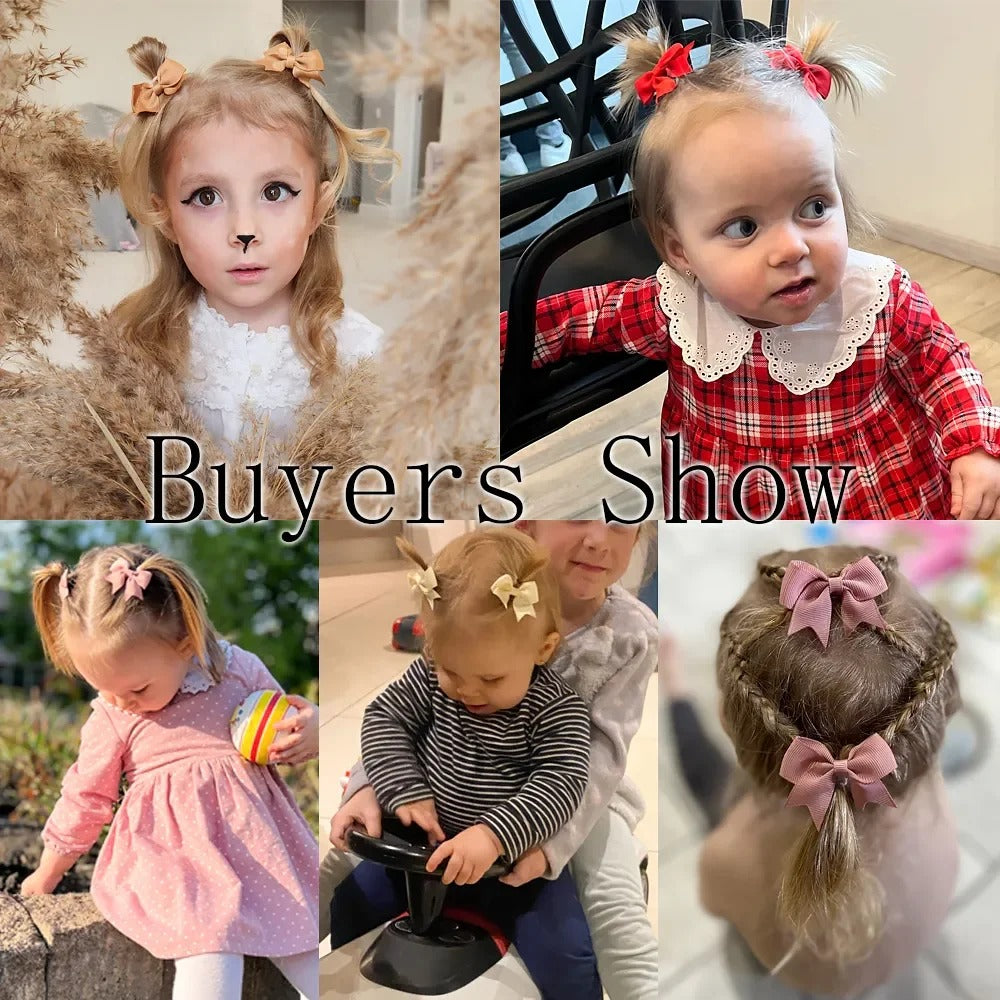 10-Piece Ribbon Bow Hair Clips Set for Baby Girls – Cute Solid Color Hair Accessories
