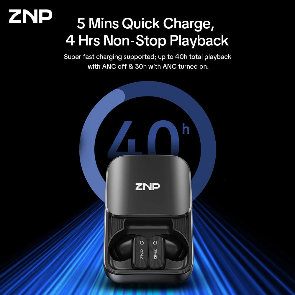 ZNP N07 AI Translator Earbuds – Bluetooth Wireless Headphones with Touchscreen, 165 Languages and 60-Hour Battery Life