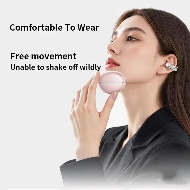 Bluetooth 6.0 Clip-On Wireless Earbuds – Star-Ring Design with Hi-Fi Sound