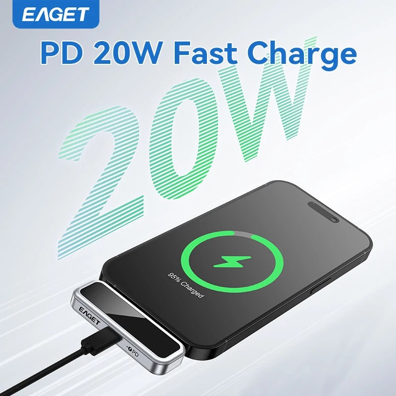 EAGET I30 USB-C Flash Drive, 64GB/128GB/256GB/512GB, LCD Display, 20W PD Fast Charging for Compatible Phones and Tablets