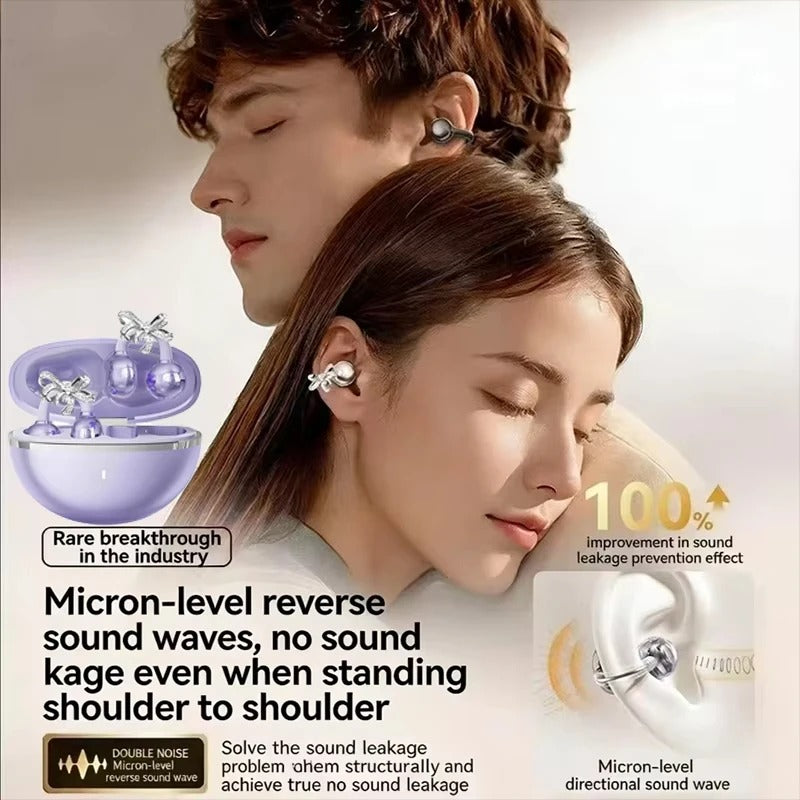 Bluetooth 6.0 Clip-On Wireless Earbuds – Star-Ring Design with Hi-Fi Sound