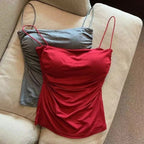 Women’s Pleated Corset Top with Thin Straps