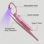 5W Mini Handheld LED UV Lash Lamp – Wireless Touch Control Eyelash Extension Light with Tweezers