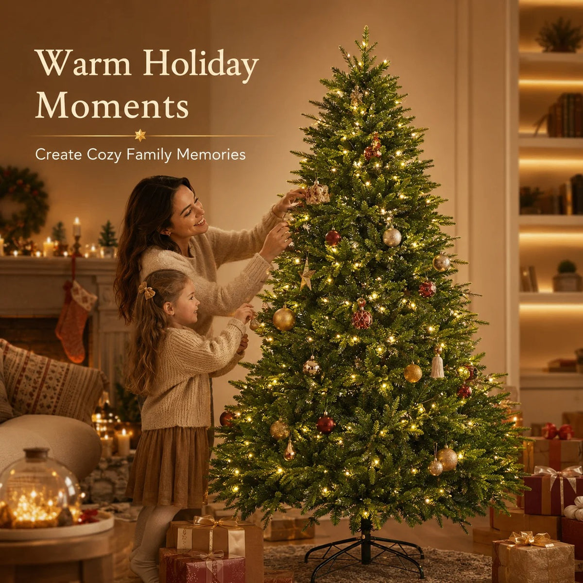 Artificial Christmas Tree with LED Lights, 120–240 cm