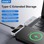 EAGET I30 USB-C Flash Drive, 64GB/128GB/256GB/512GB, LCD Display, 20W PD Fast Charging for Compatible Phones and Tablets