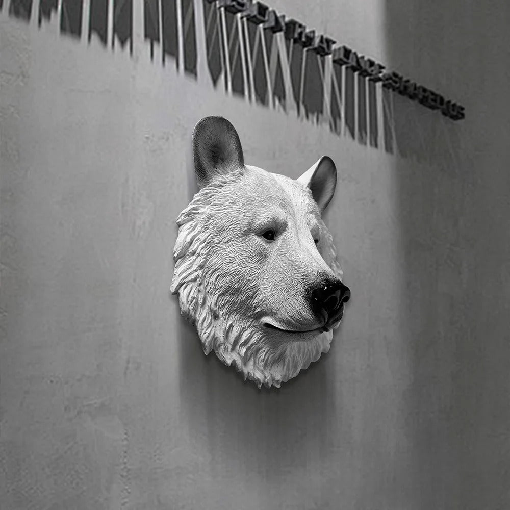 Resin Animal Head Wall Decor – Tiger, Bear and Elephant Sculpture