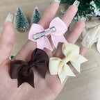 10-Piece Ribbon Bow Hair Clips Set for Baby Girls – Cute Solid Color Hair Accessories