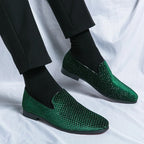 Men’s Velvet Slip-On Loafers with Pointed Toe – Black & Wine Red