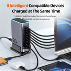 660W GaN USB-C Desktop Charger – 8-Port Multi-Device Fast Charging Station