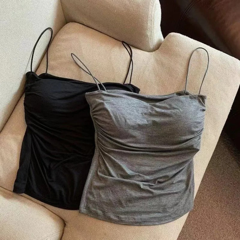 Women’s Pleated Corset Top with Thin Straps