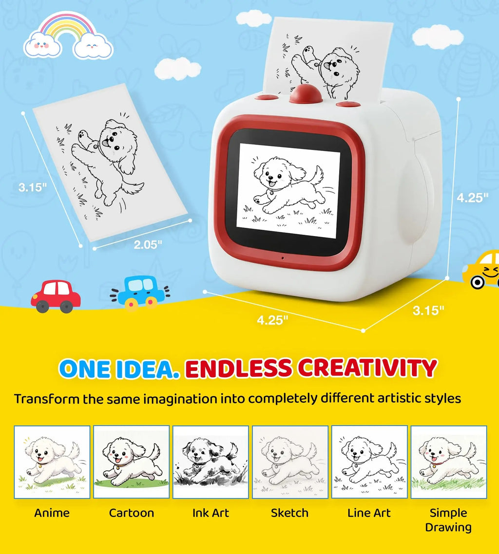 Portable WiFi Thermal Sticker Printer with 2.4-Inch IPS Screen – Voice-Activated Mini Printer