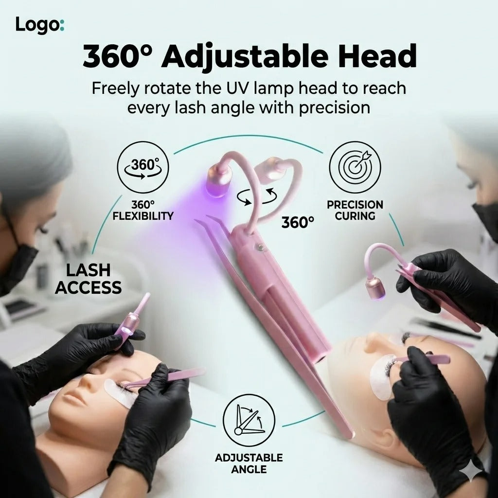 5W Mini Handheld LED UV Lash Lamp – Wireless Touch Control Eyelash Extension Light with Tweezers