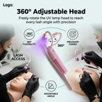 5W Mini Handheld LED UV Lash Lamp – Wireless Touch Control Eyelash Extension Light with Tweezers