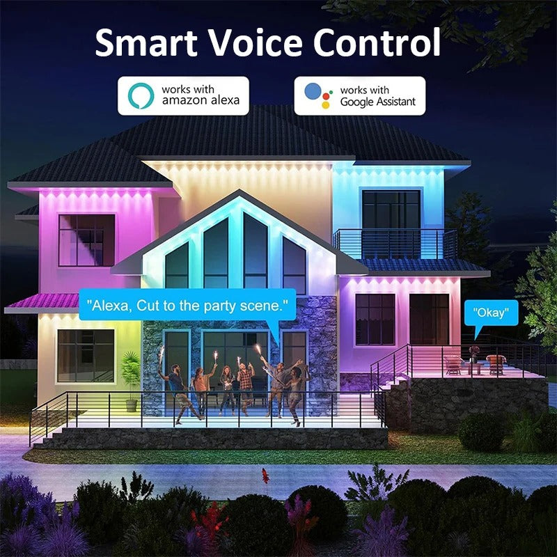 Smart WiFi RGBIC Permanent Outdoor LED Eaves Lights – App, Remote and Voice Control, Music Sync, Timer and Waterproof Design