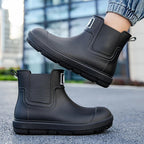 Men’s Short Rain Boots, Waterproof PVC Slip-On Shoes, Non-Slip Low-Top Boots for Farm Work and Outdoor Use