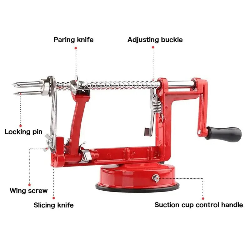 AFOURT Stainless Steel Apple and Potato Peeler, Slicer and Corer with Suction Base