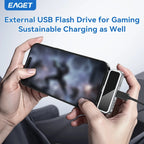 EAGET I30 USB-C Flash Drive, 64GB/128GB/256GB/512GB, LCD Display, 20W PD Fast Charging for Compatible Phones and Tablets