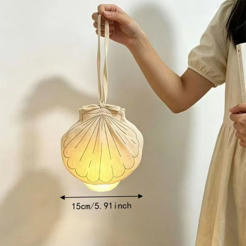 Shell-Shaped USB Rechargeable LED Night Light – Minimalist Hanging Bedside Lamp for Home Decor