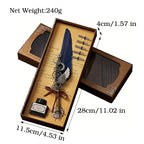 5-Color Feather Dip Pen Set with 5 Replaceable Nibs – Decorative Calligraphy and Signature Writing Pen