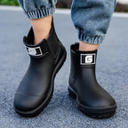 Men’s Short Rain Boots, Waterproof PVC Slip-On Shoes, Non-Slip Low-Top Boots for Farm Work and Outdoor Use