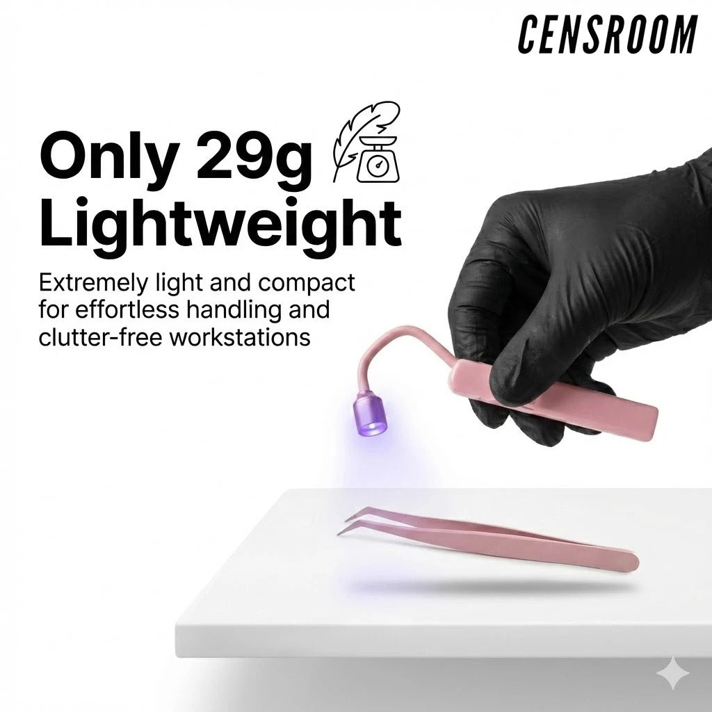 5W Mini Handheld LED UV Lash Lamp – Wireless Touch Control Eyelash Extension Light with Tweezers