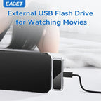 EAGET I30 USB-C Flash Drive, 64GB/128GB/256GB/512GB, LCD Display, 20W PD Fast Charging for Compatible Phones and Tablets