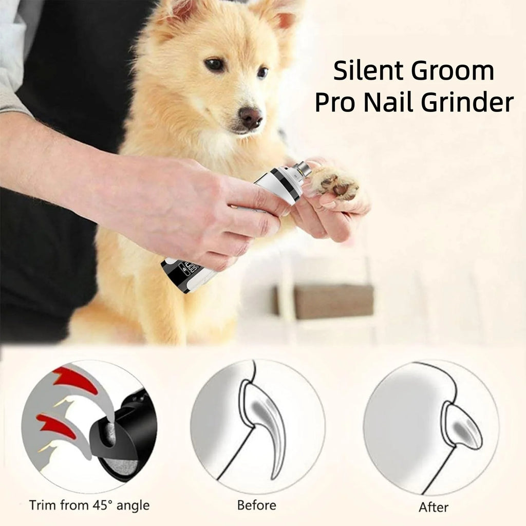 Electric Pet Nail Grinder with LED Power Display – Rechargeable Grooming Tool for Cats and Dogs