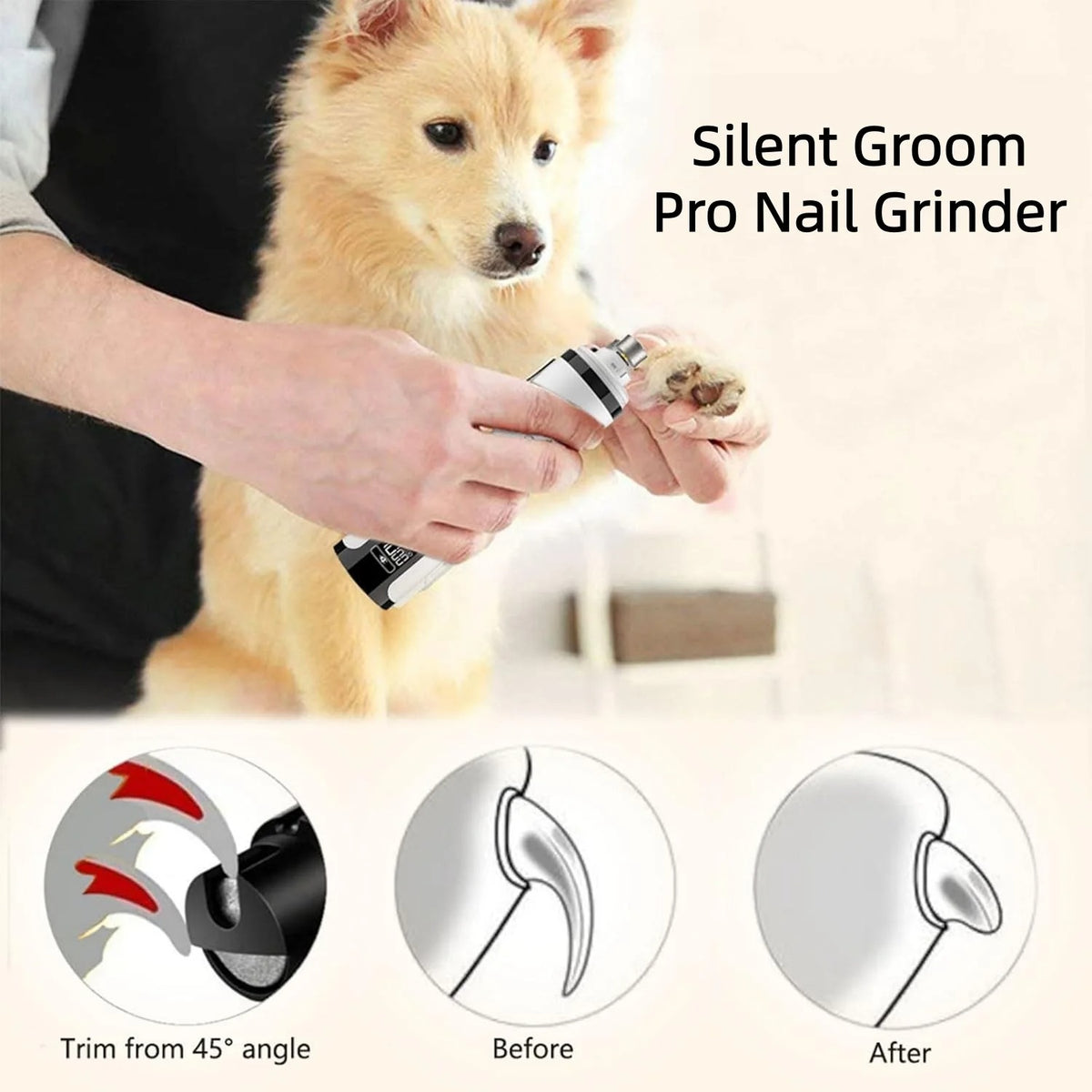 Electric Pet Nail Grinder with LED Power Display – Rechargeable Grooming Tool for Cats and Dogs