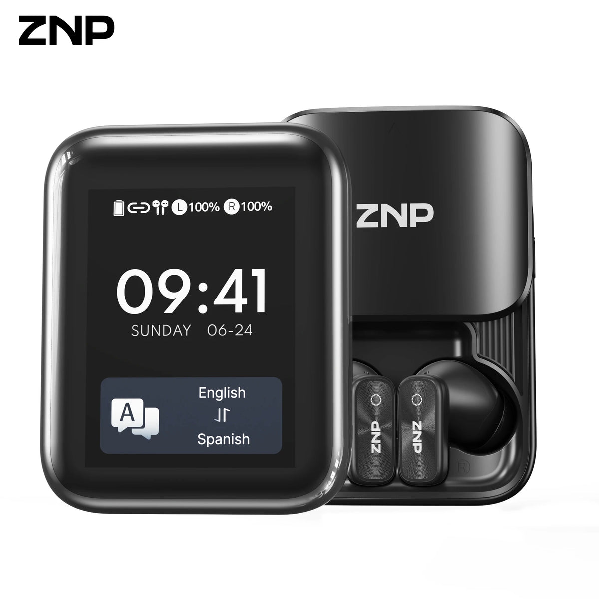 ZNP N07 AI Translator Earbuds – Bluetooth Wireless Headphones with Touchscreen, 165 Languages and 60-Hour Battery Life