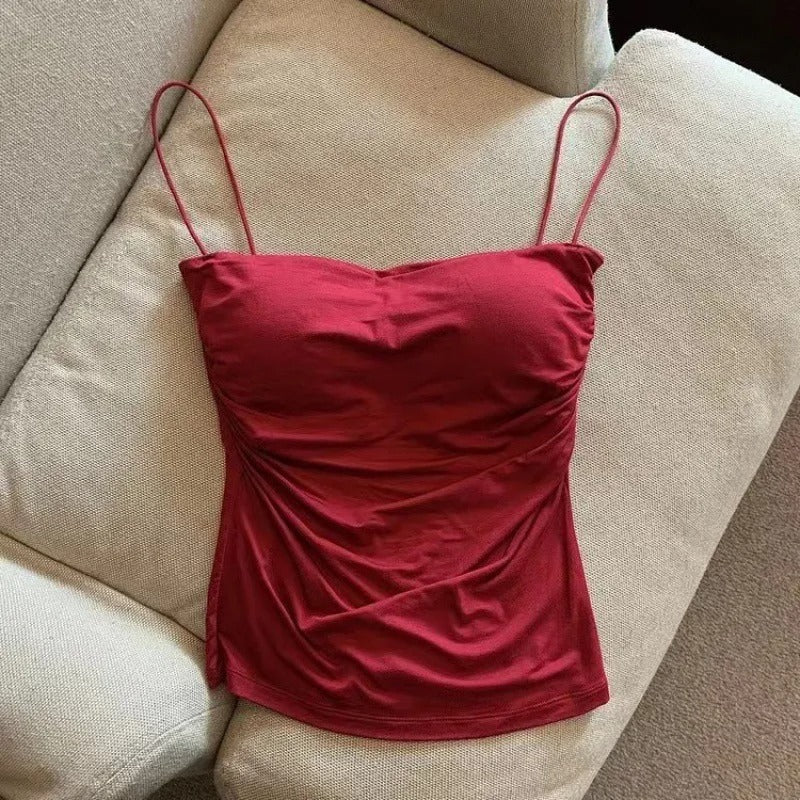 Women’s Pleated Corset Top with Thin Straps
